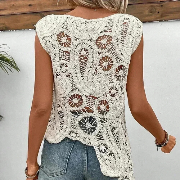 Apricot Casual Women's Vacation Irregular Hem Knit Top - Picture 2 of 5